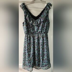 George Green and Purple V-neck Midi Sundress